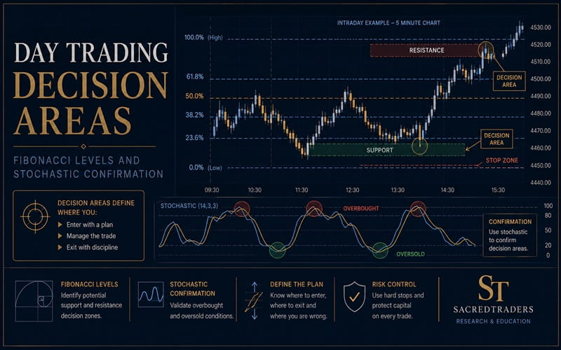 Day Trading Decision Areas Using Fibonacci and Stochastics