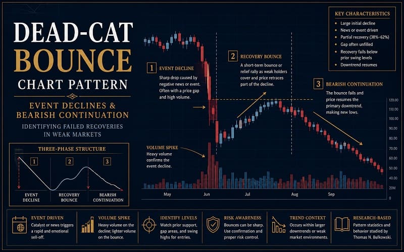 Dead-Cat Bounce Chart Pattern - Event Declines and Bearish Continuation