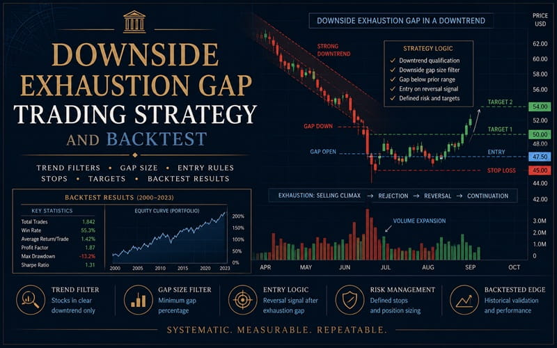 Downside Exhaustion Gap Trading Strategy and Backtest