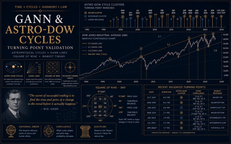 Gann, Astro-Dow Cycles, and Market Turning Point Validation
