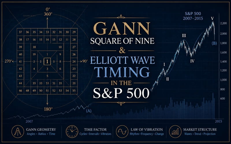 Gann Square of Nine and Elliott Wave Timing in the S&P 500