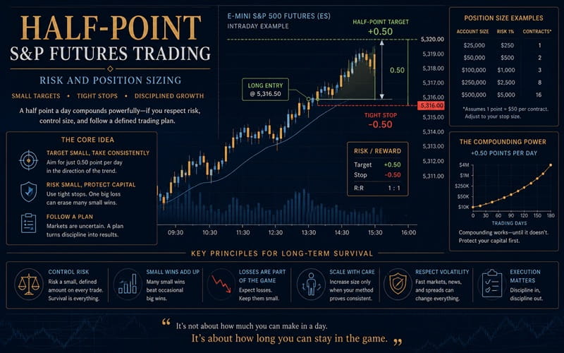 Half-Point S&P Futures Trading Risk and Position Sizing