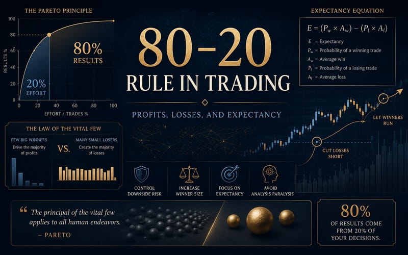 How the 80–20 Rule Explains Trading Profits, Losses, and Expectancy