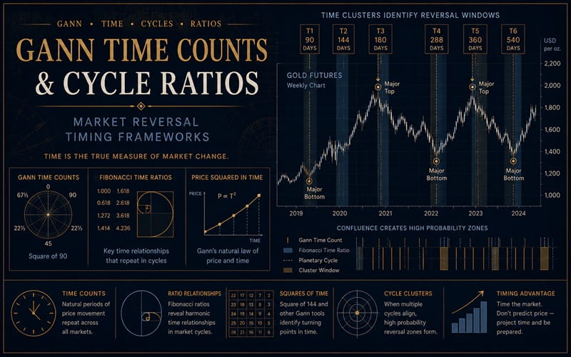 Market Timing with Gann Time Counts and Cycle Ratios